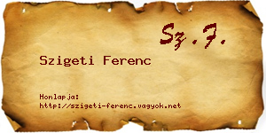 Szigeti Ferenc névjegykártya